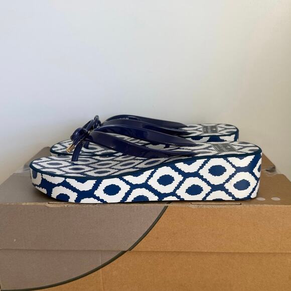 Kate Spade Platform Navy/White Women Flip Flops Sandals - SZ 8 - Picture 4 of 14